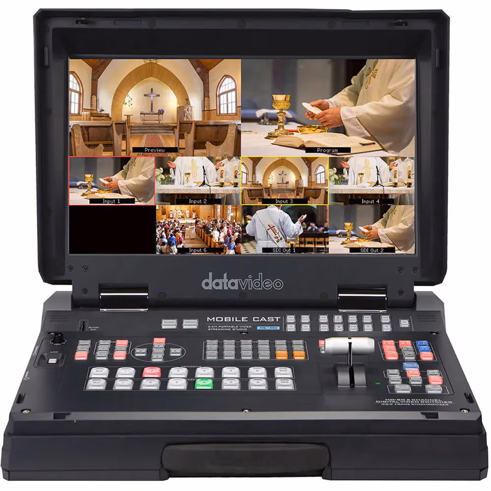 Datavideo HS-1300 Mobile Cast 6-16 Channel HD Portable Video Streaming Studio.